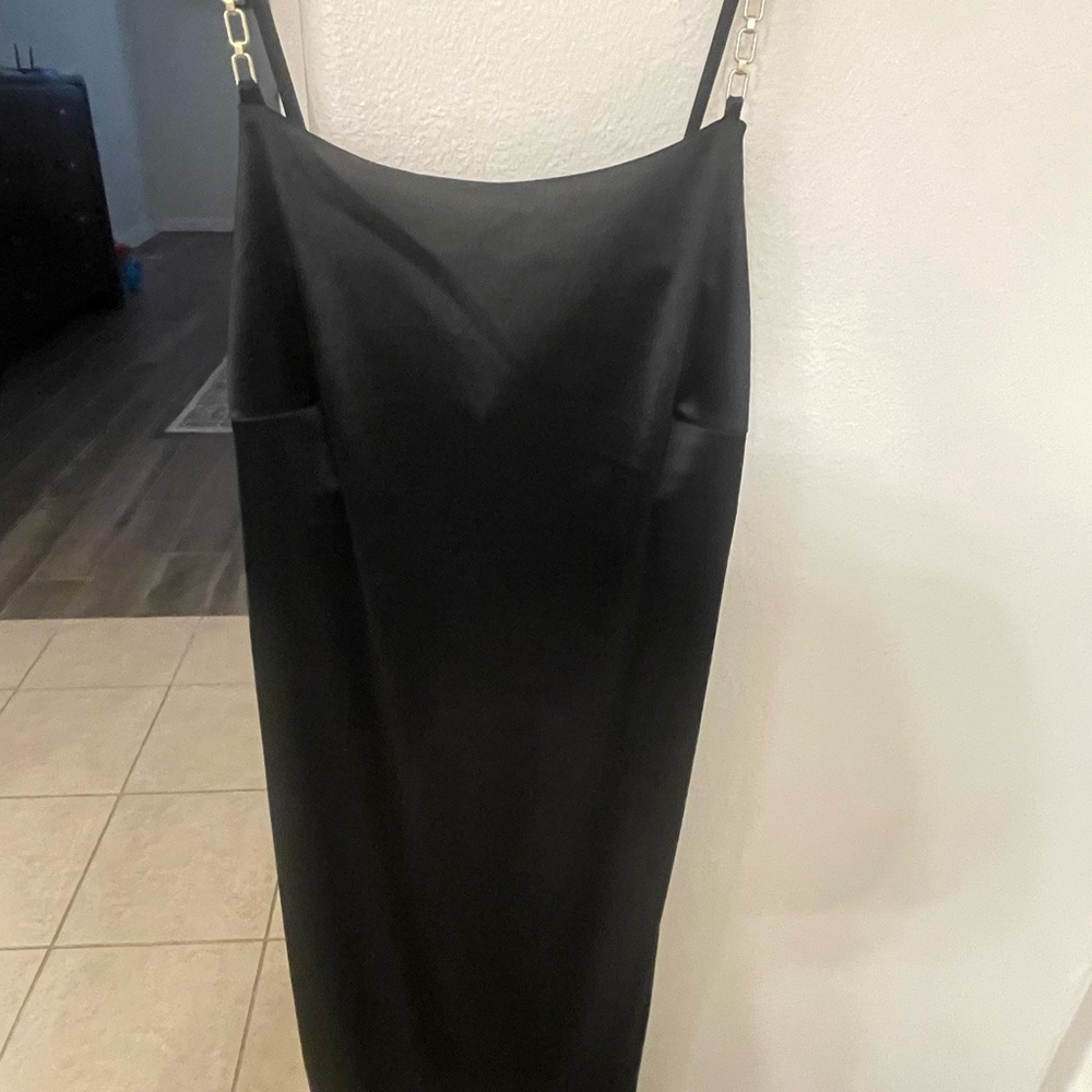 Planet Gold Black Asymmetrical Maxi Skirt for Cocktail
